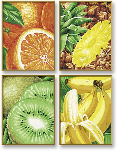 Картина по номерам Schipper "Тропические фрукты" 4 шт. 9340605