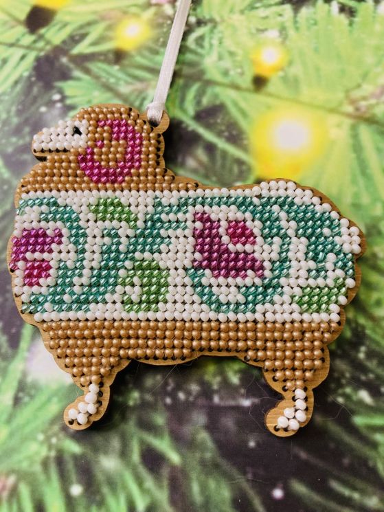 Сами с усами. Набор для вышивания "Барашек золотистый с цветочками" 8,5х8, арт. С006-08