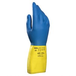 Перчатки латексно-неопреновые MAPA Duo Mix/Alto 405, хлопчатобумажное напыление, размер 8 (M), синие/желтые