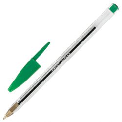 Ручка шариковая BIC "Cristal", ЗЕЛЕНАЯ, корпус прозрачный, узел 1 мм, линия письма 0,32 мм, 875976