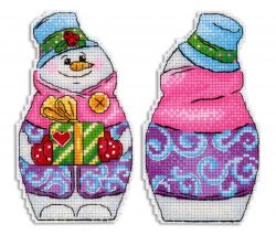 Р-844 набор для вышивания "Жар-птица" Снеговик с подарками