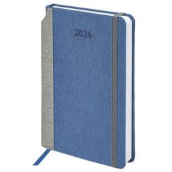 Ежедневник датированный 2024 А5 138x213 мм, BRAUBERG "Mosaic", под кожу, синий, 114904