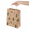 Пакет подарочный КОМПЛЕКТ 10 штук, новогодний, 26x13x32 см, "Kraft Xmas Tree", ЗОЛОТАЯ СКАЗКА, 591959