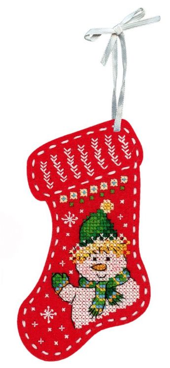 набор для вышивания "Жар-птица" Новогодний носок из фетра «Привет от снеговика» Т-973