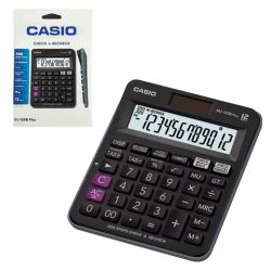 Калькулятор настольный CASIO MJ-120DPLUS-W, КОМПАКТНЫЙ (148х126 мм), 12 разрядов, двойное питание, черный, MJ-120DPLUS-W-E