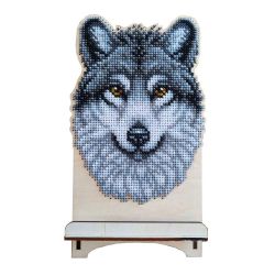 Набор для вышивания бисером WoodStitch Подставка под телефон "Волк", 20х12, WSR-010