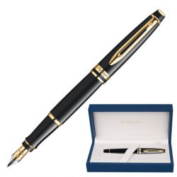 Ручка подарочная перьевая WATERMAN "Expert 3 Black Lacquer GT", черный лак, позолоченные детали, синяя, S0951640