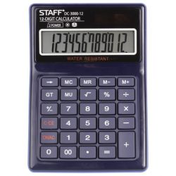 Калькулятор настольный водонепроницаемый STAFF PLUS DC-3000-12 (171x120 мм), 12 разрядов, двойное питание, 250424