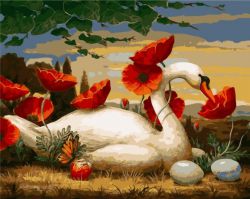 RSB0433 Картина по номерам Paintboy "Лебедь в маках"
