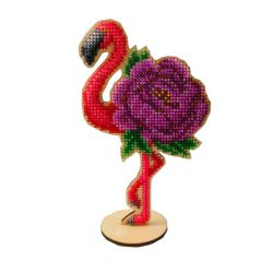 WS-019 Набор для вышивания бисером WoodStitch "Цветочный фламинго", 16х10