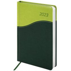 Ежедневник датированный 2023 А5 138x213 мм BRAUBERG "Bond", под кожу, зеленый/салатовый, 114012