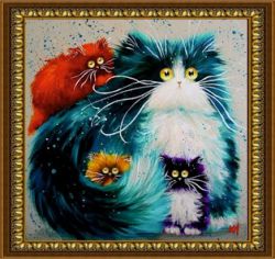Алмазная мозаика Милато "Цветные коты" R-913