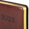 Ежедневник датированный 2023 А5 138x213 мм BRAUBERG "Cayman", под кожу, коричневый, 114013
