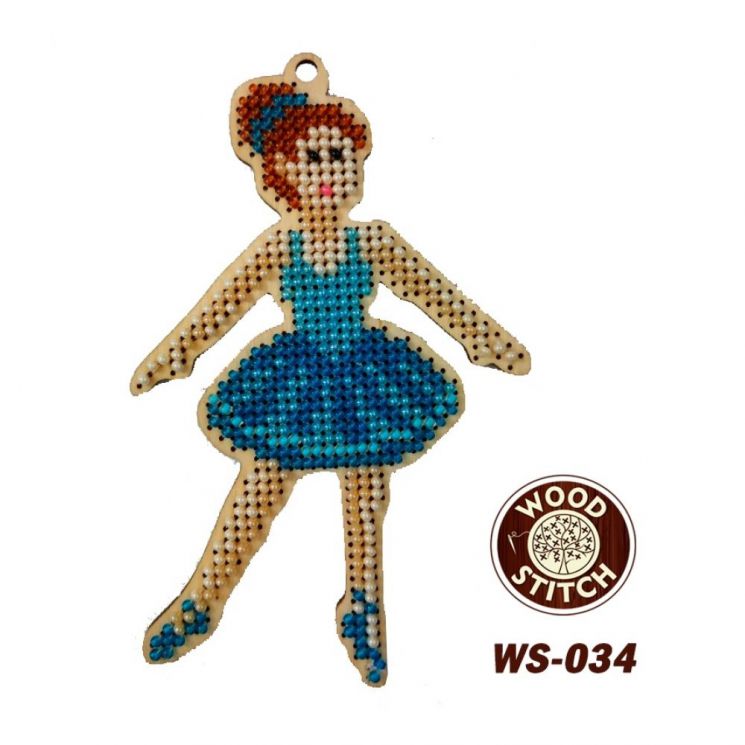 WS-034 Набор для вышивания бисером WoodStitch "Балерина", 12х7
