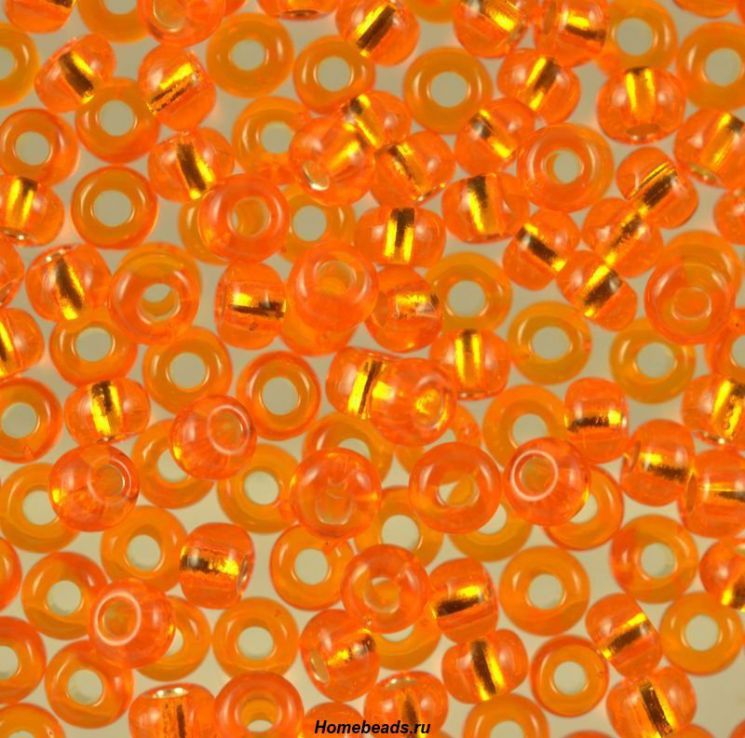 Бисер Preciosa 97000 апельсиновый прозрачный с серебряным центром