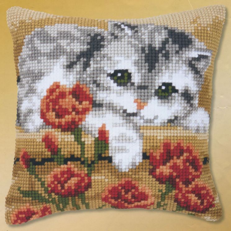Набор для вышивания крестом Vervaco "Кот с цветами" PN-0145175