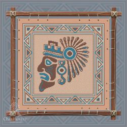 0165-ИМИ3-С Печатная схема для вышивания Owlforest «Индейские мотивы. Индеец» 3 цвета