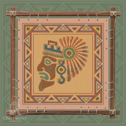 0165-ИМИ5-С Печатная схема для вышивания Owlforest «Индейские мотивы. Индеец» 5 цветов