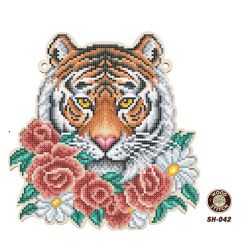 Набор для вышивания бисером WoodStitch "Тигр", 21х22, SH-042