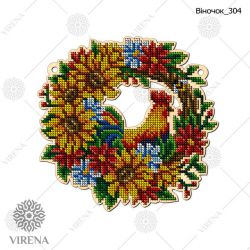 Набор для вышивания бисером по дереву Virena, 16х16, ВЕНОК-304