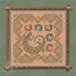 0171-ИМЯ5-С Печатная схема для вышивания Owlforest «Индейские мотивы. Ящерицы» 5 цветов