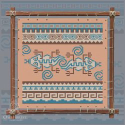 0172-ИМГ3-С Печатная схема для вышивания Owlforest «Индейские мотивы. Гекконы» 3 цвета
