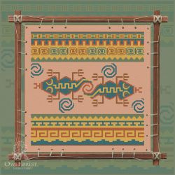0172-ИМГ5-С Печатная схема для вышивания Owlforest «Индейские мотивы. Гекконы» 5 цветов
