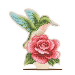 Набор для вышивания бисером WoodStitch "Колибри на цветке", 19х16, SH-027